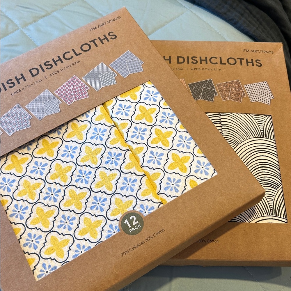 Yellow or Black Swedish Dishcloths Set
